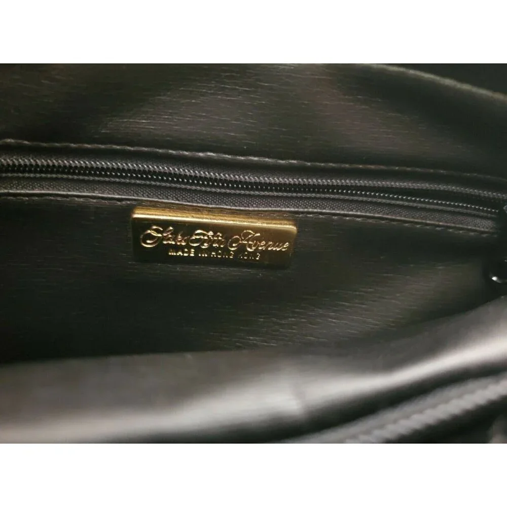 Saks Fifth Avenue Polished Black Snake Evening Clutch